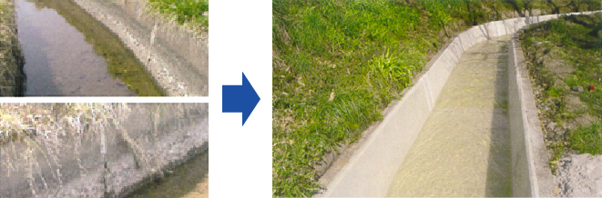 Sto 水路再生システム 施工前と施工後の比較